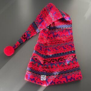 VTG Murray Merkley Colorful Virgin Wool Knit Beanie Hat Pom Pom